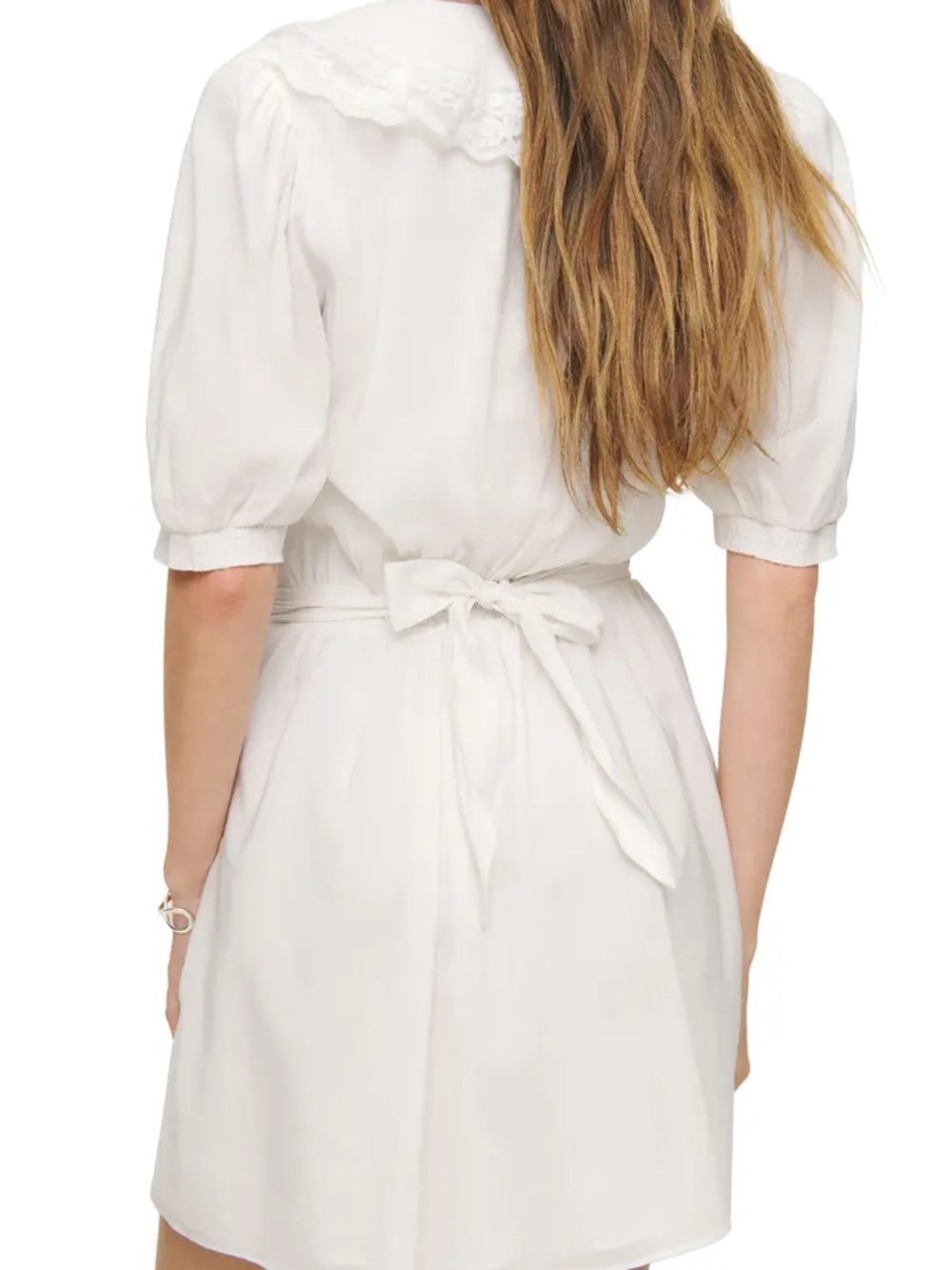 Reformation White Lace Collar Midi Dress